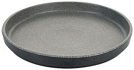 Grauer, runder Gastronomieteller.