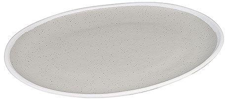 Grauer, ovaler Gastronomieteller.