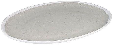 Ovaler, grauer Gastronomieteller.