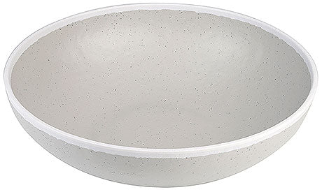 Graue, runde Schale aus Keramik.