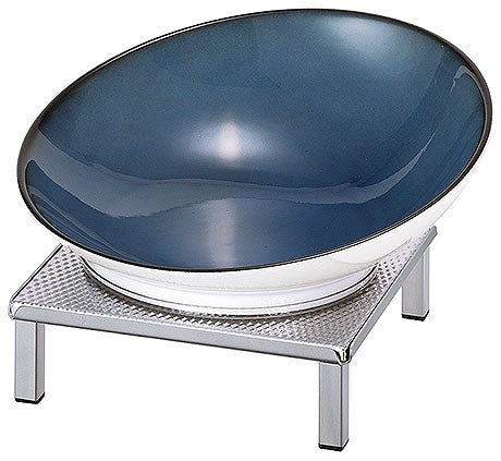 Schüssel auf Metallständer, blau.