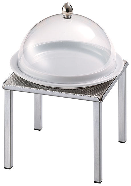 Buffetständer mit Glashaube und Teller.