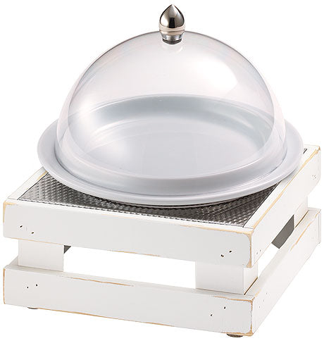 Präsentationsständer mit Glashaube, weiß.