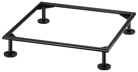 Schwarzer Metallständer mit vier Beinen.