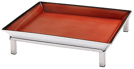 Rechteckige Servierplatte auf Gestell.