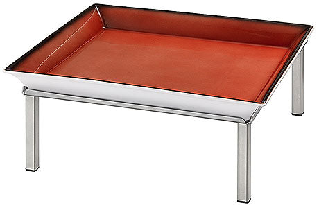 Rechteckige Servierplatte mit Gestell.