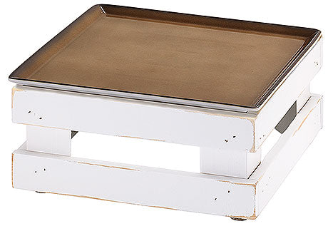 Holztablett mit Keramikplatte, quadratisch.