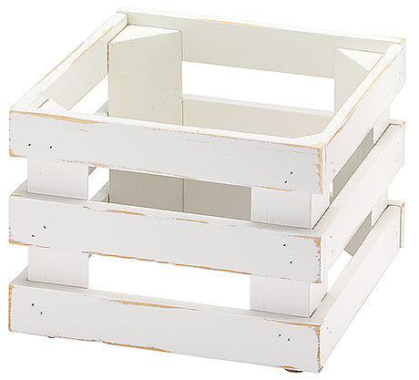 Weiße Holzkiste für Gastronomie.