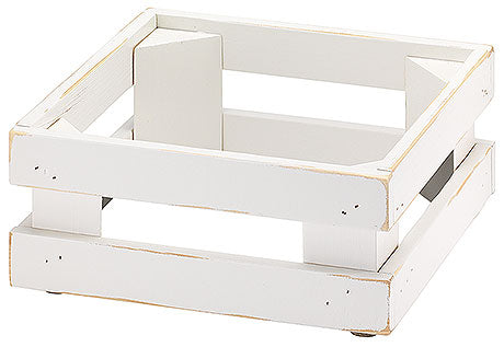 Weißer Holzkorb für Präsentationen.