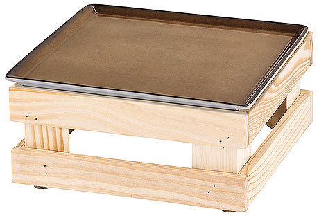 Holztablett mit Keramikplatte.