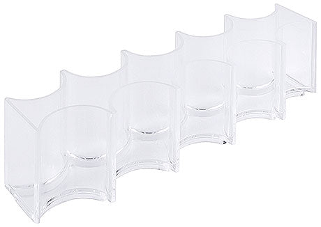 Transparenter Flaschenhalter aus Kunststoff.