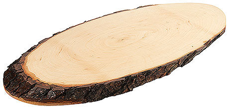 Holzbrett mit Rindenkante.