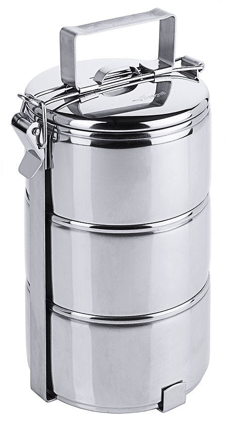 Metall-Lunchbox mit drei Fächern.