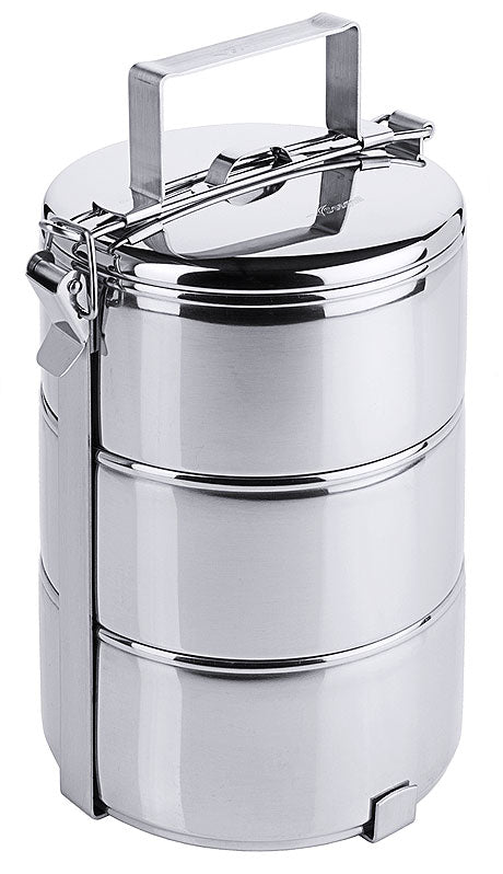 Edelstahl-Tiffin-Box mit Griff.