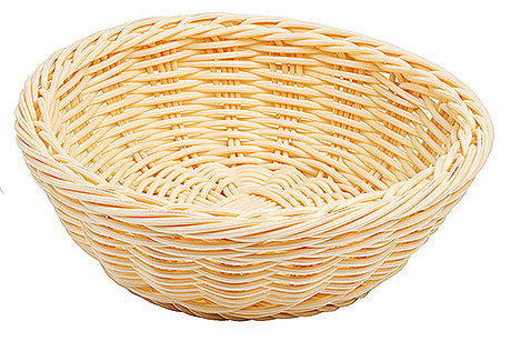 Runder, leerer, geflochtener Brotkorb.