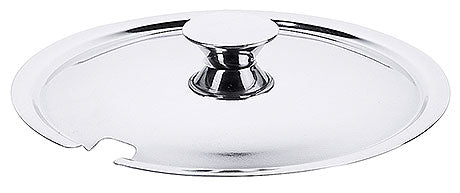 Edelstahl-Topfdeckel mit Aussparung.