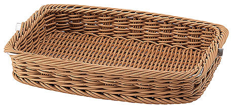 Rechteckiger geflochtener Brotkorb leer.