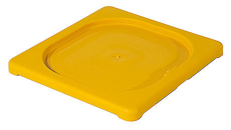 Gelber Kunststoffdeckel für Behälter.