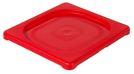 Roter Kunststoffdeckel für Behälter.