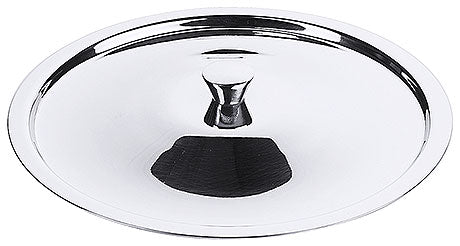 Silberner Topfdeckel aus Edelstahl.