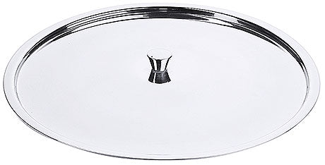 Silberner Topfdeckel aus Edelstahl.