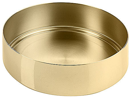 Goldene runde Metallschale, leer.