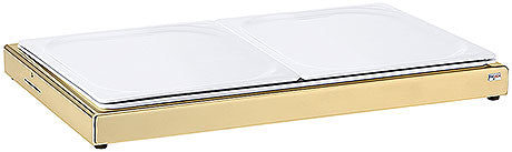 Wärmeplatte mit zwei weißen Platten.
