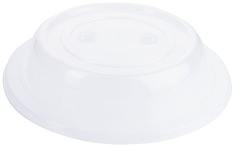 Weiße Kunststoff-Abdeckhaube für Teller.