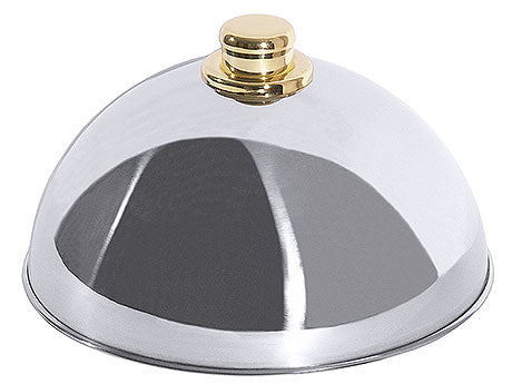 Silberne Cloche mit goldenem Griff.