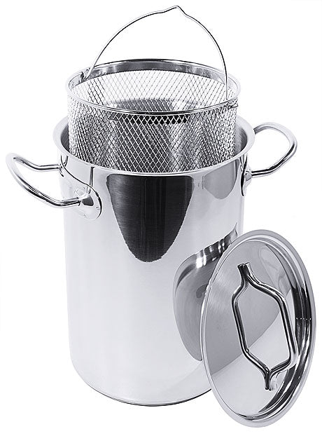 Großer Topf mit Frittierkorb.