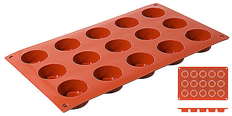 Rote Silikon-Backform mit Mulden.