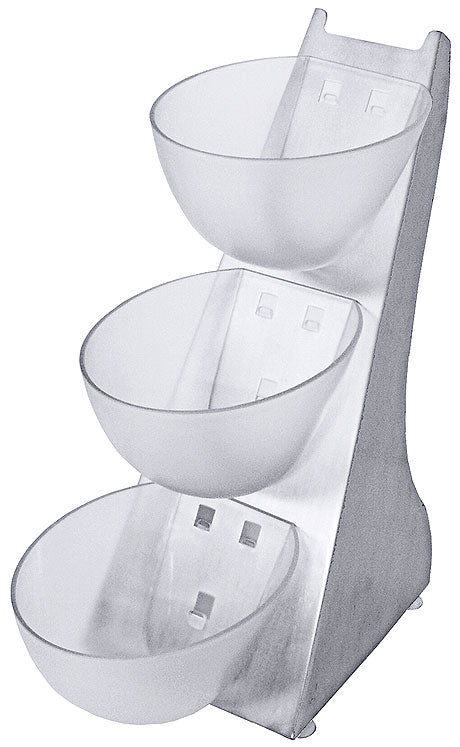 Dreistufiger Schalenhalter aus Metall.