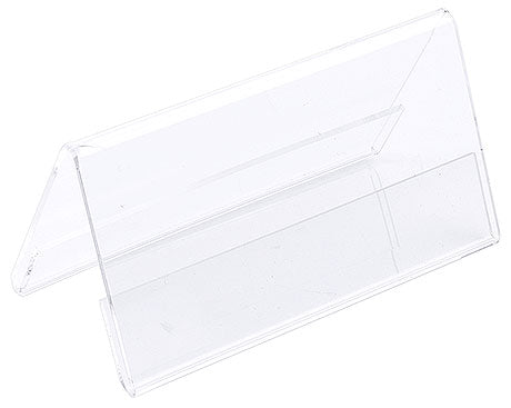 Leerer transparenter Tischaufsteller aus Acryl.