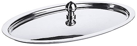 Silberne Servierplatte mit Griff.