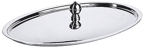 Silberne Servierplatte mit Griff.