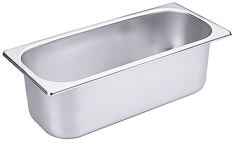 Edelstahl-Gastronormbehälter für Küche.