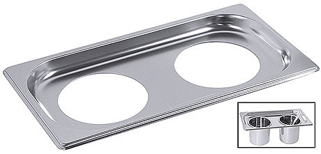 Edelstahlbehälter mit zwei Öffnungen.