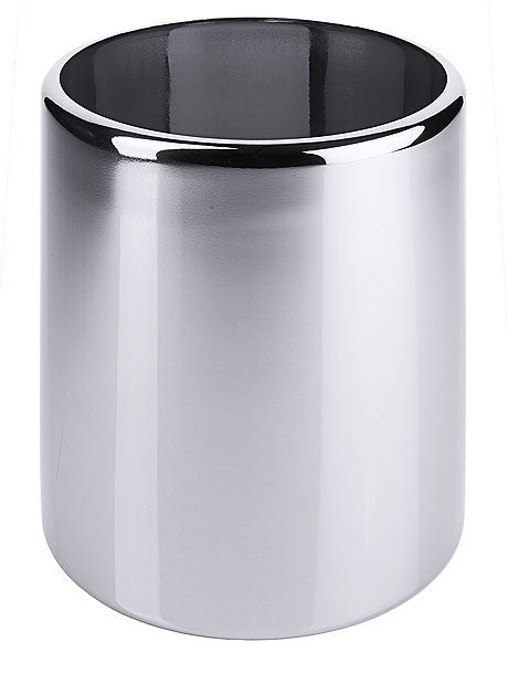 Silberner, zylindrischer Edelstahlbehälter