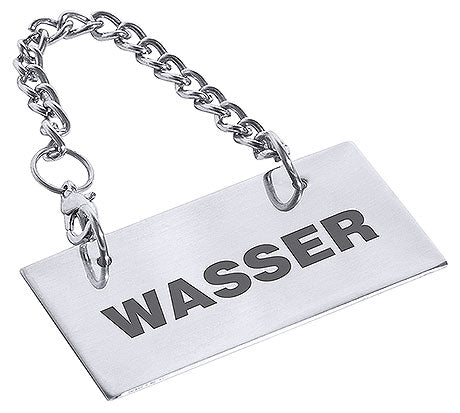 Metallschild mit Aufschrift "Wasser".