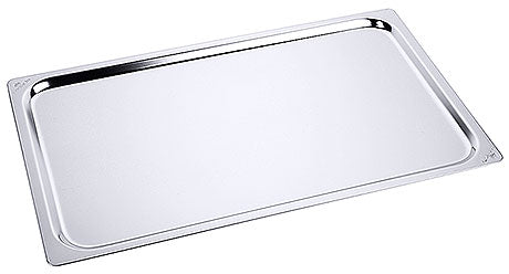 Edelstahl-Gastronormbehälter, rechteckig, leer.