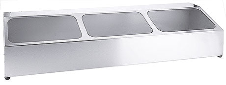 Edelstahl-Gastronomie-Behälter mit Fächern.