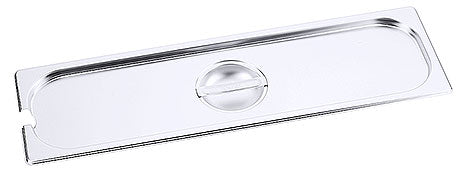 Edelstahl-Gastronorm-Behälterdeckel mit Griff.