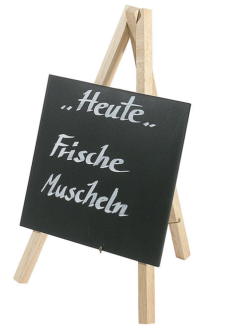 Tafel mit "Heute frische Muscheln".