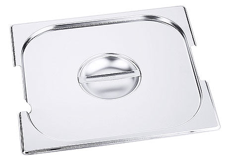Edelstahl-Gastronorm-Behälterdeckel mit Griff.