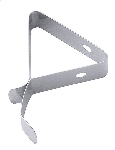 Metallischer Dreieck-Topfdeckelhalter.