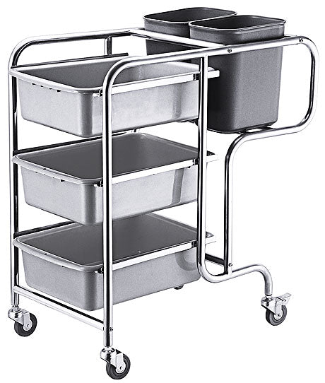 Servierwagen mit Behältern und Rollen.