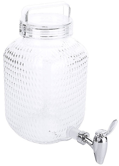 Glas-Getränkespender mit Zapfhahn.