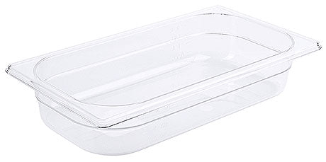 Transparente GN-Behälter aus Kunststoff.