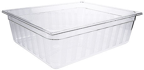 Transparente GN-Behälter aus Kunststoff.
