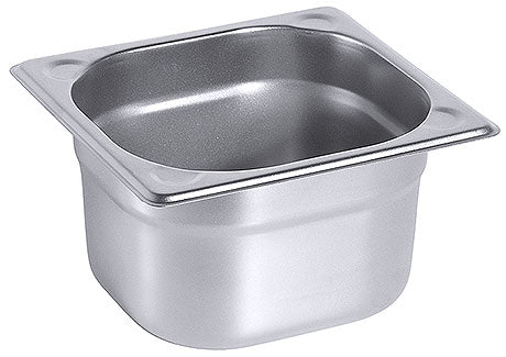 Edelstahl-Gastronormbehälter für Küche.